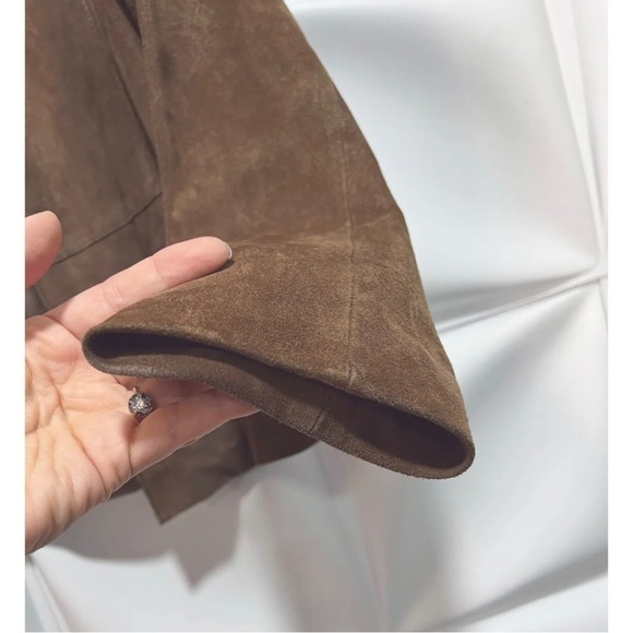 Eileen Fisher Womens Sz S Brown 100% ITALIAN GOAT Suede Leather Blazer Jacket - Picture 6 of 9